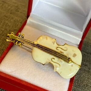 Vintage Enamelled Violin Brooch